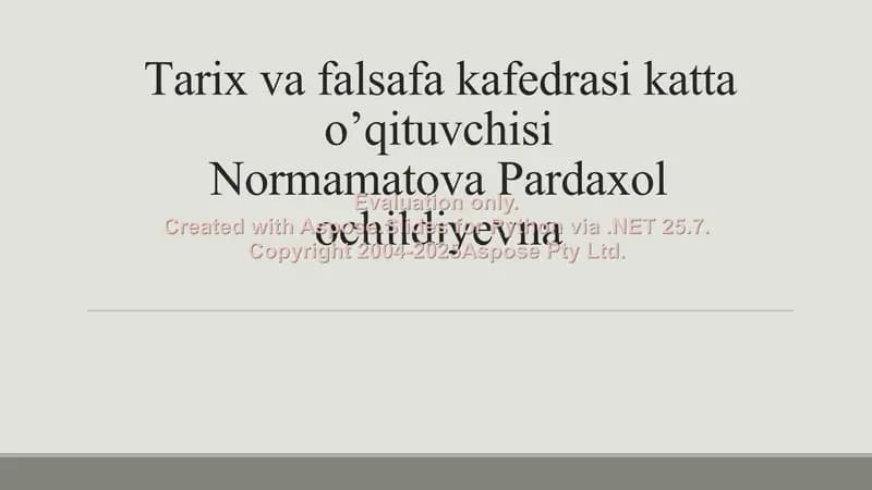Normamatova Pardaxol ochildiyevna