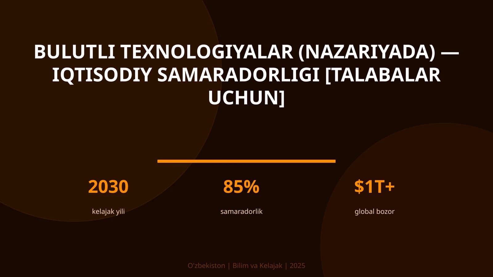 Bulutli texnologiyalar (nazariyada) — iqtisodiy samaradorligi [talabalar uchun]