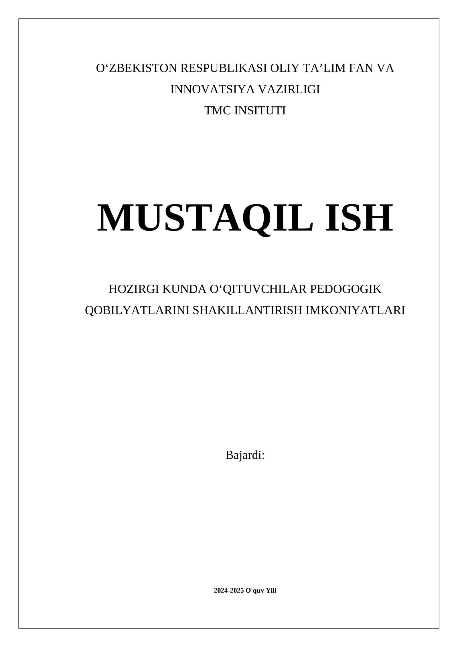 O'qituvchilar Pedagogik Qobiliyatlarini Shakillantirish Imkoniyatlari