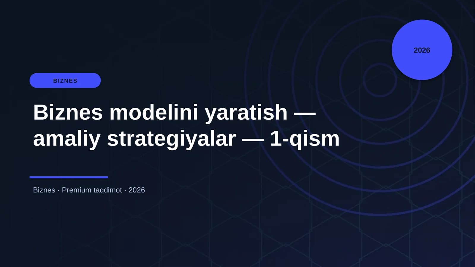Biznes modelini yaratish — amaliy strategiyalar — 1-qism
