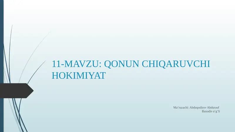 QONUN CHIQARUVCHI HOKIMIYAT