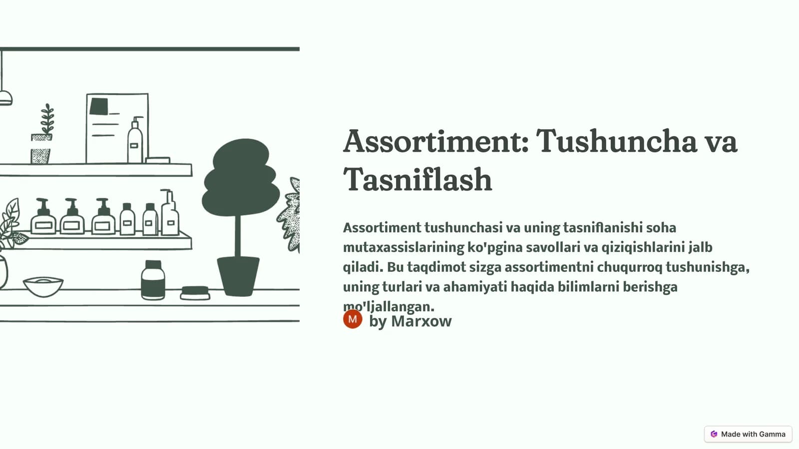 Assortiment Tushunchasi va Tasniflash