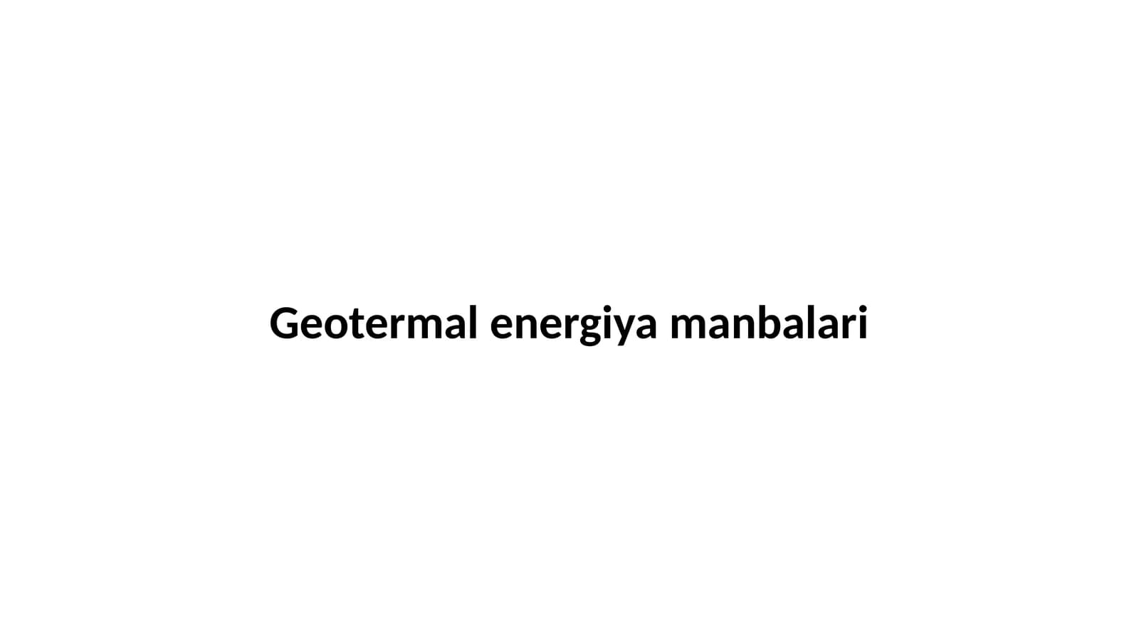 Geotermal energiya manbalari