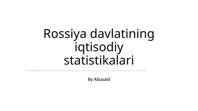 Rossiya iqtisodiy statistikalari
