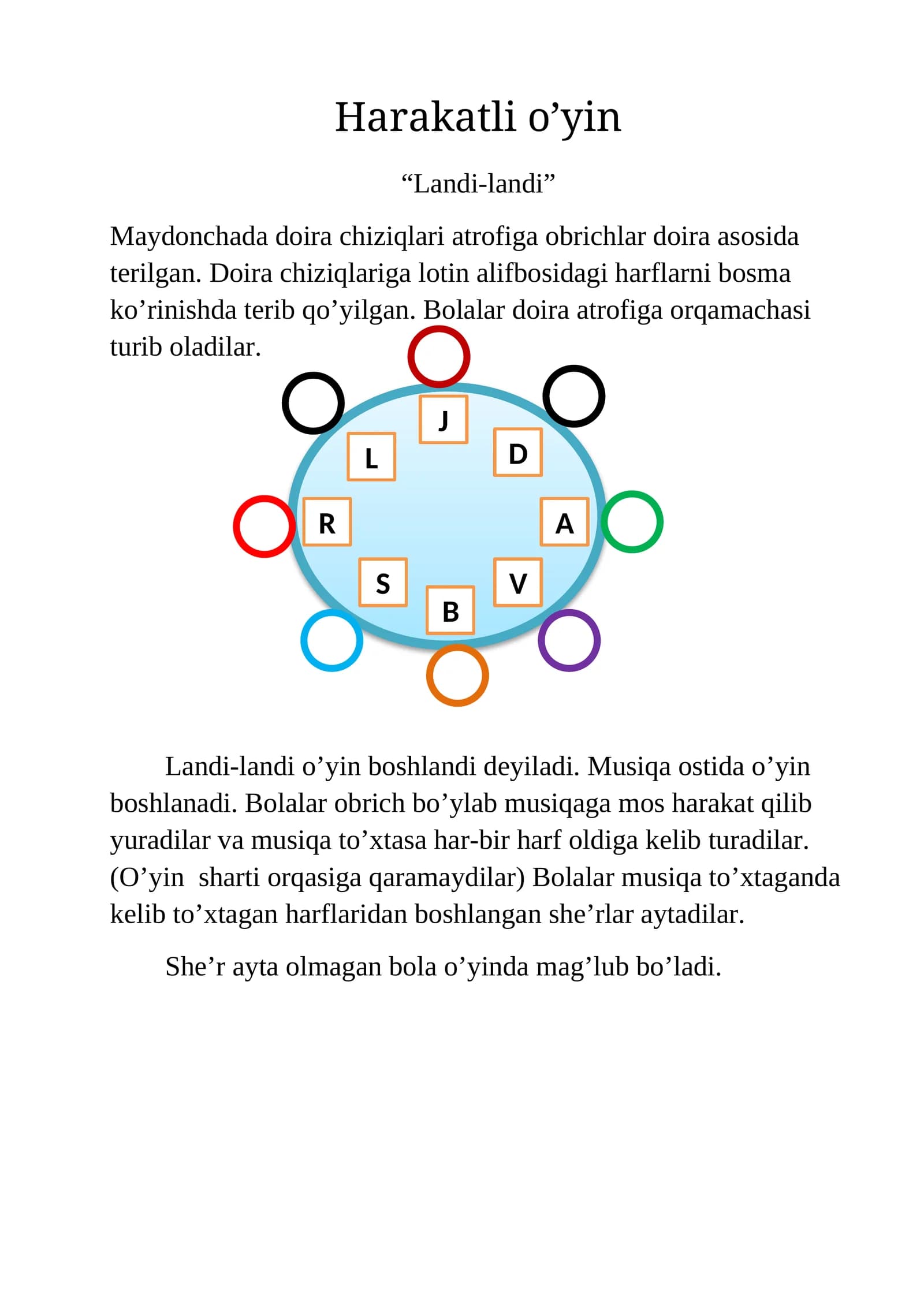 Harakatli o’yin “Quyonchalar ob-qochdi”