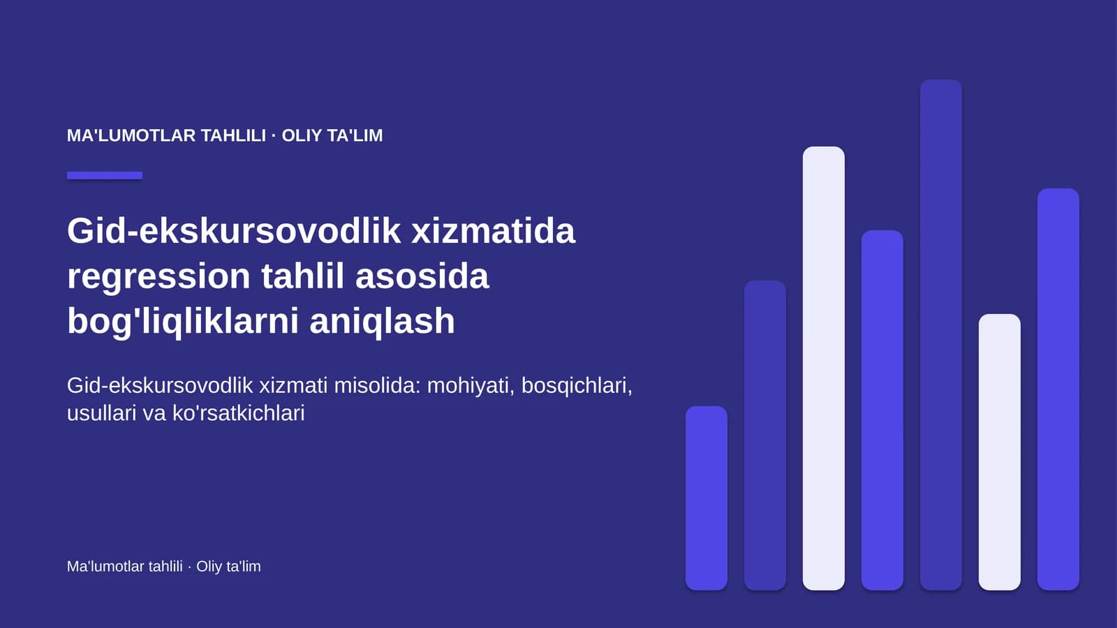 Gid-ekskursovodlik xizmatida regression tahlil asosida bog'liqliklarni aniqlash