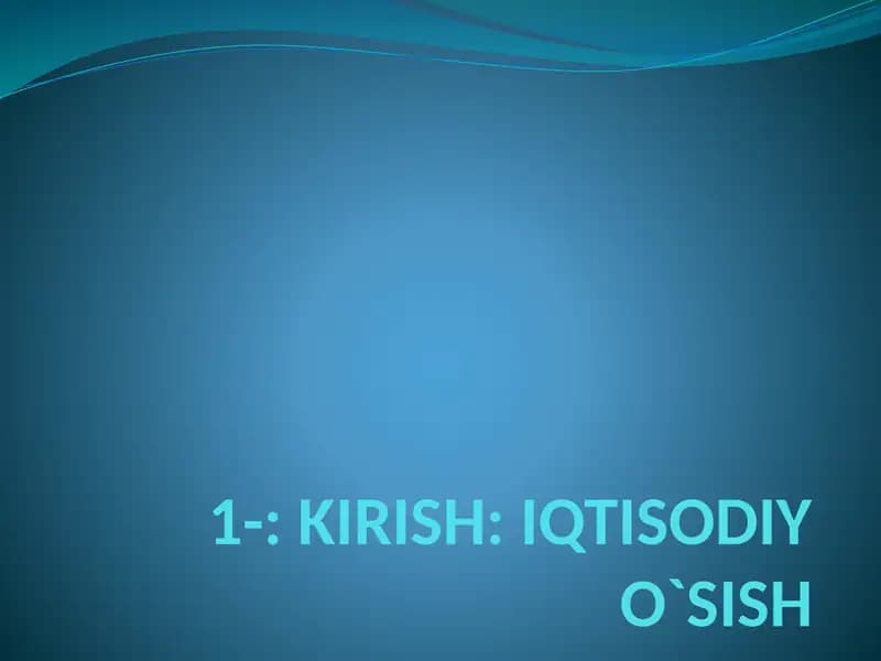 Iqtisodiy O‘Sish