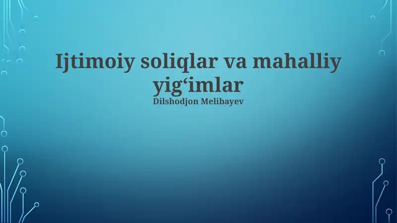 Ijtimoiy soliqlar va mahalliy yigʻimlar
