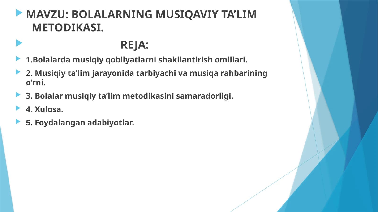 BOLALARNING MUSIQAVIY TA’LIM METODIKASI