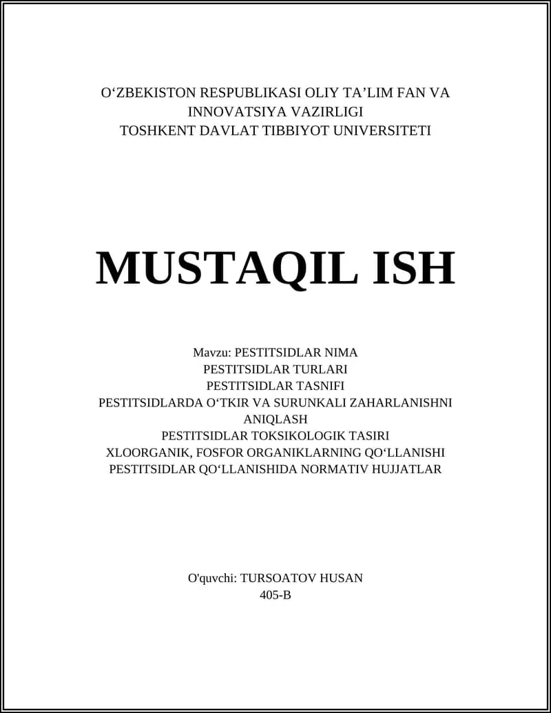 Pestitsidlar Nima