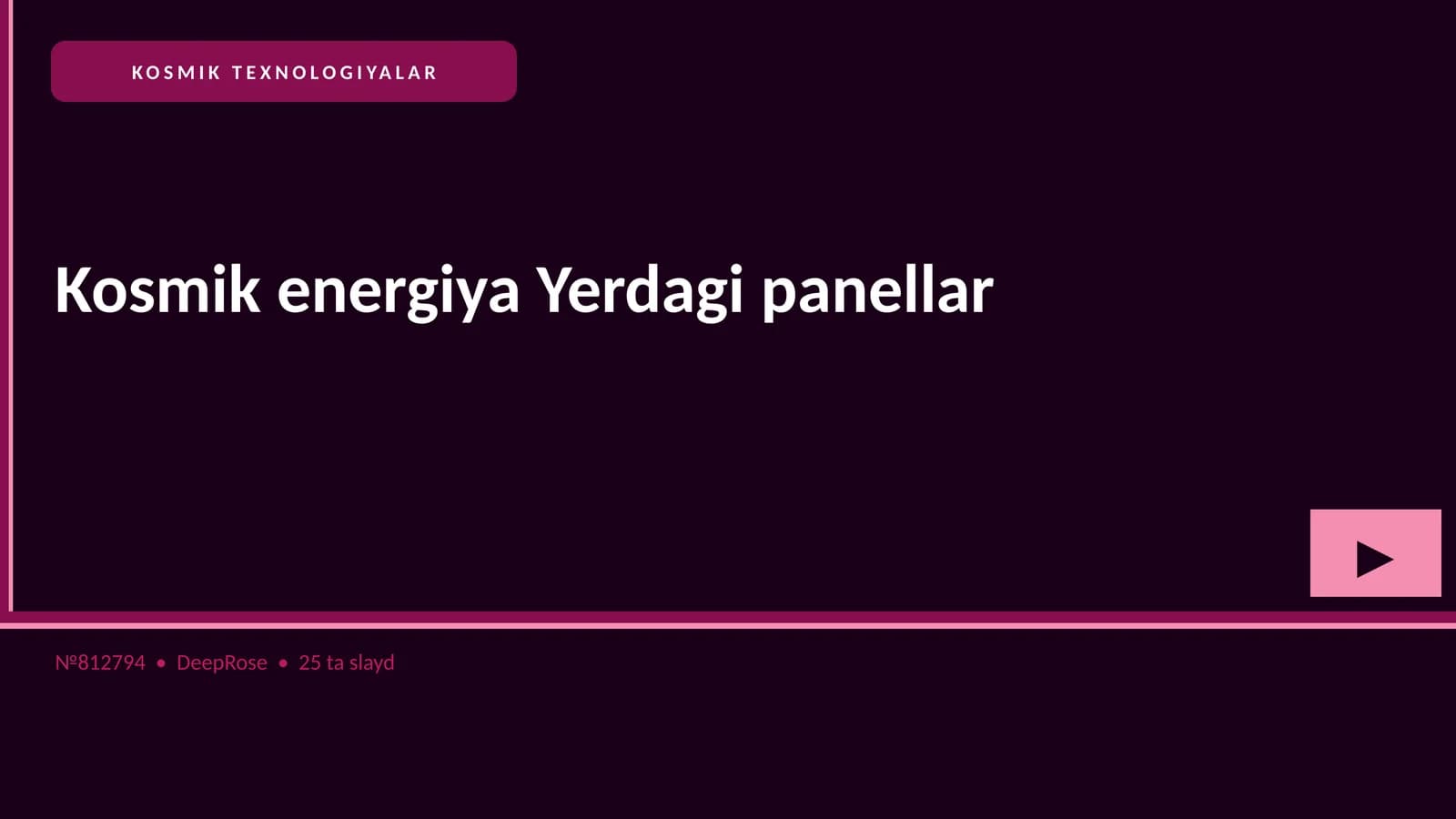 Kosmik energiya Yerdagi panellar haqida
