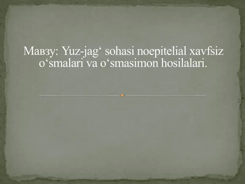 Yuz-jag‘ sohasi noepitelial xavfsiz o‘smalari va o‘smasimon hosilalari maqolasi
