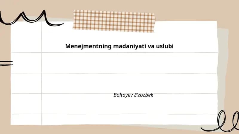 Menejmentning madaniyati va uslubi