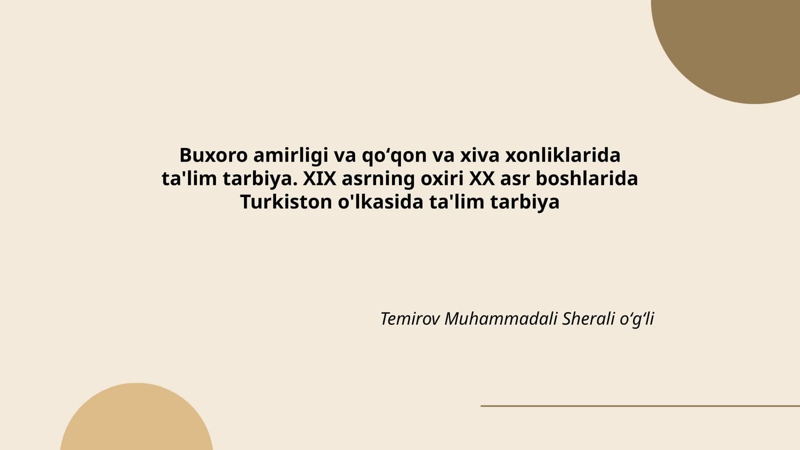 Ta'lim Tarbiya Buxoro Amirligi