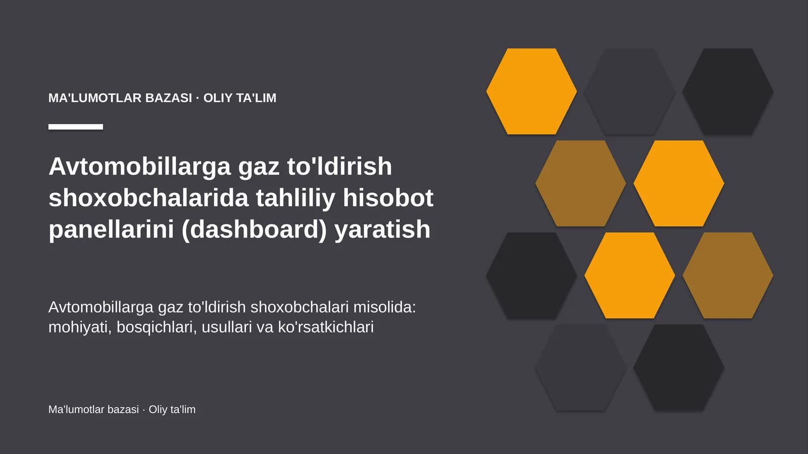 avtomobillarga gaz to'ldirish shoxobchalarida tahliliy hisobot panellarini dashboard yaratish 5221