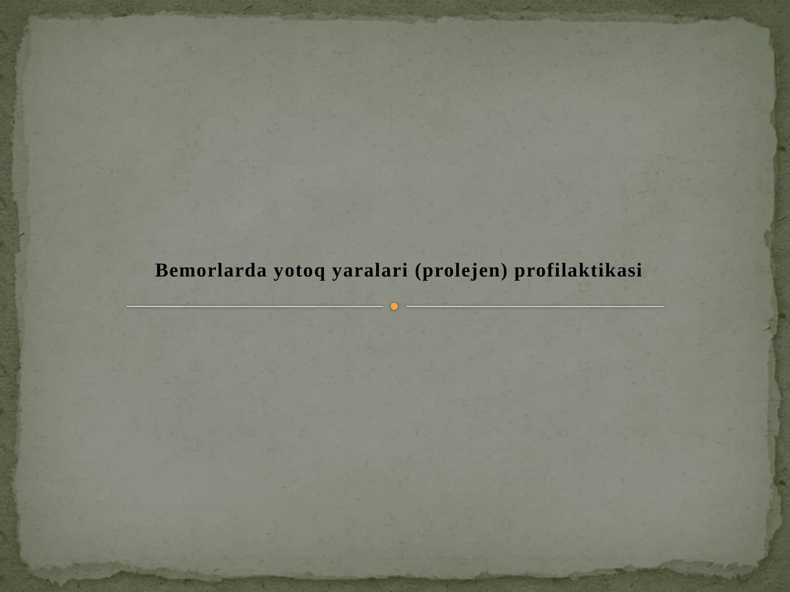 Bemorlarda yotoq yaralari (prolejen) profilaktikasi