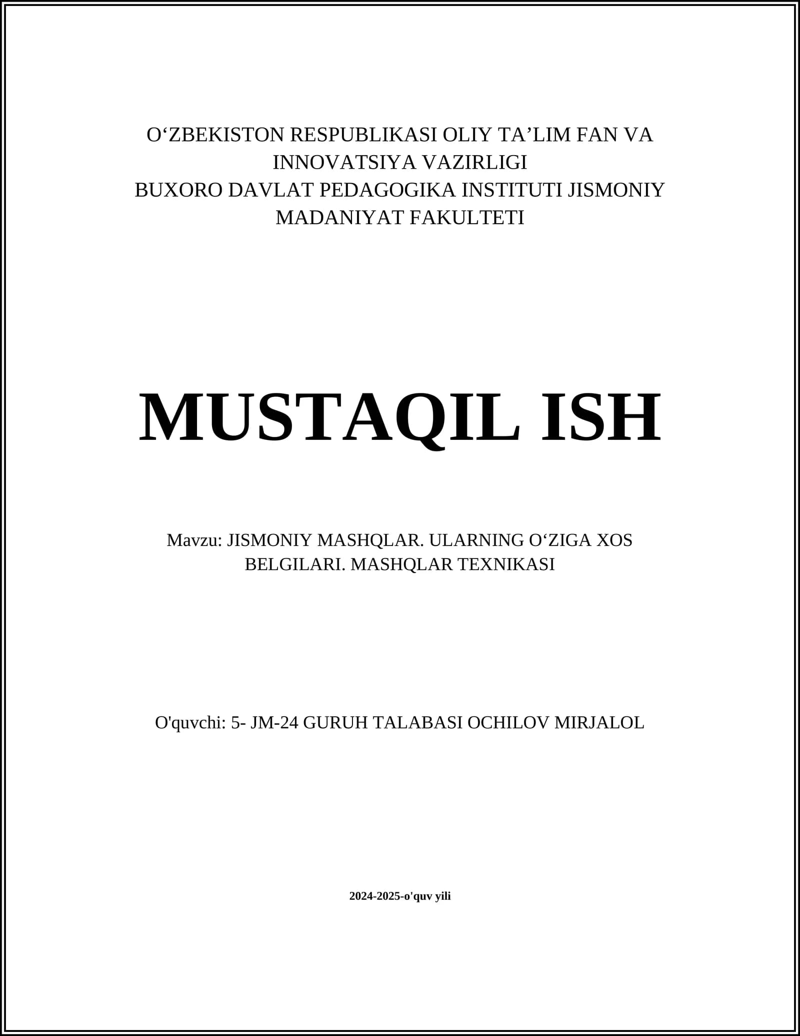 Jismoniy mashqlar