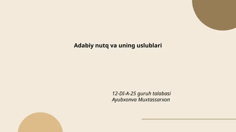 Adabiy nutq va uning uslublari