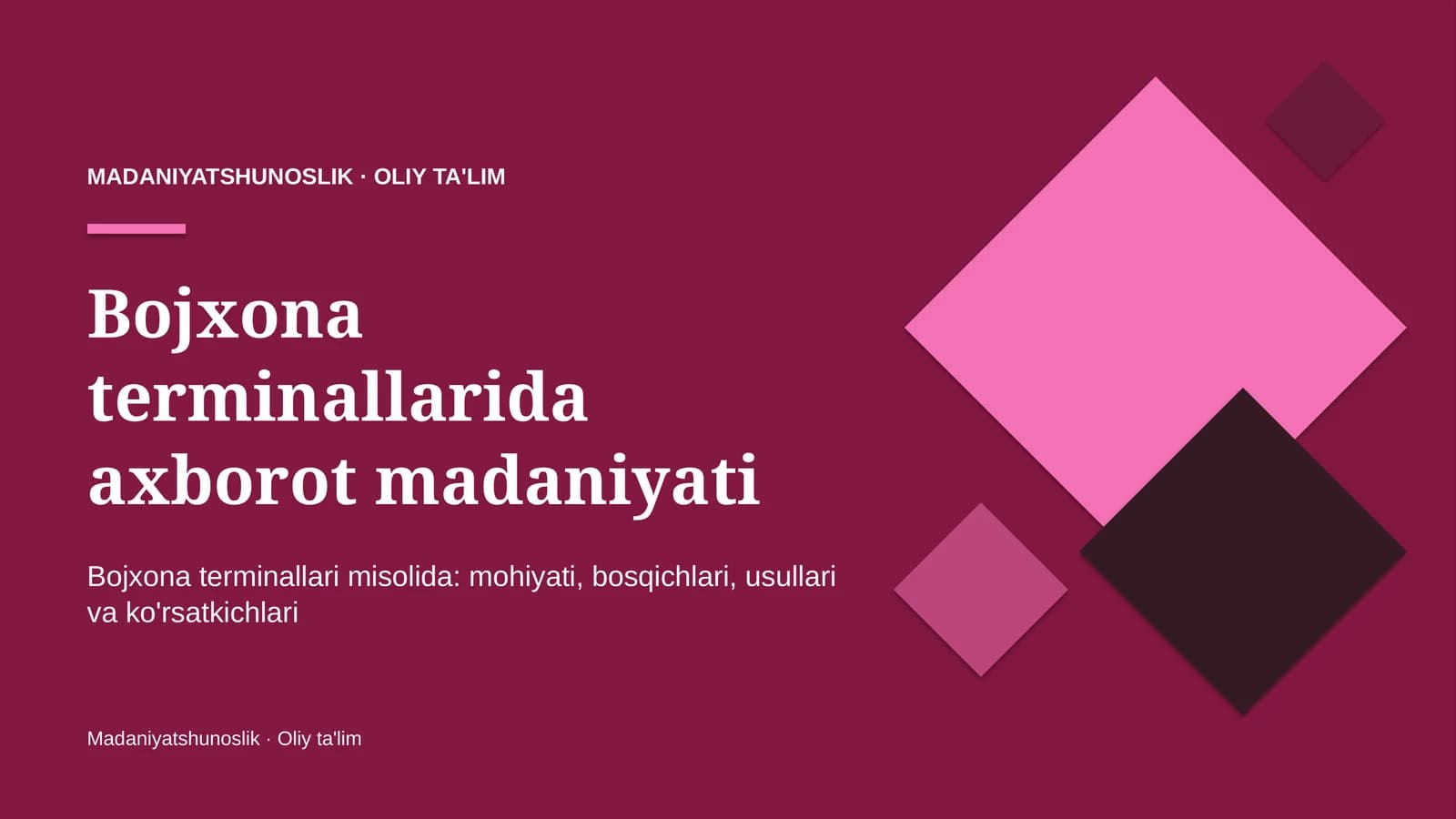 Bojxona terminallarida axborot madaniyati