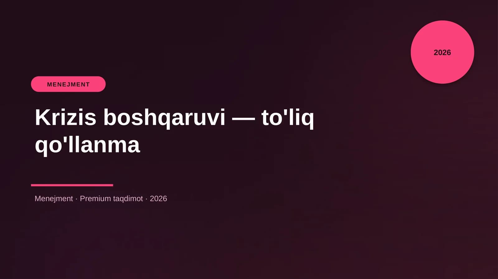 Krizis boshqaruvi — to'liq qo'llanma