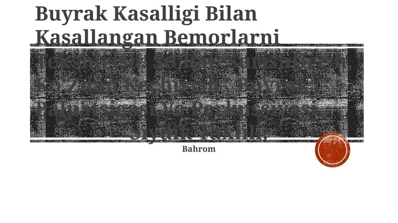 Buyrak Kasalligi Bilan Kasallangan Bemorlarni Tekshirish