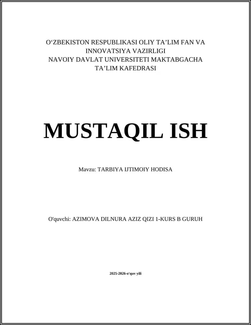 Tarbiya Ijtimoiy Hodisa: Mohiyati va Tamoyillari