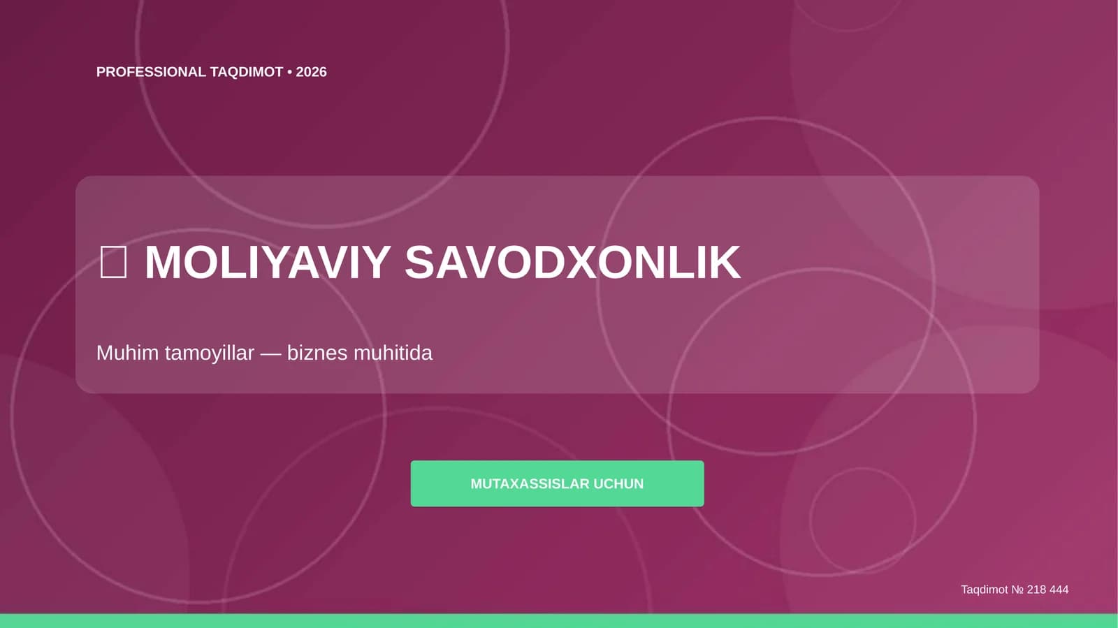 MOLIYAVIY SAVODXONLIK