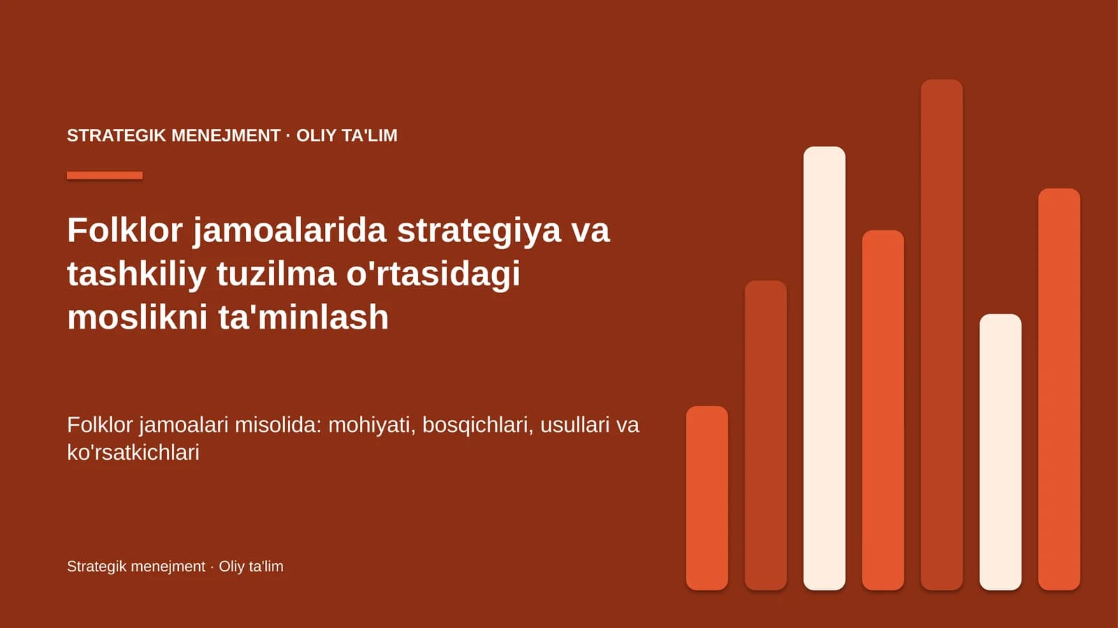 folklor jamoalarida strategiya va tashkiliy tuzilma o'rtasidagi moslikni ta'minlash 8027