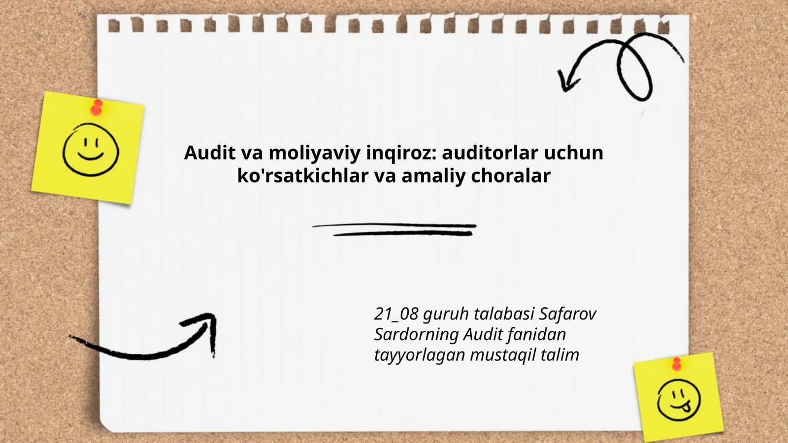 Audit va moliyaviy inqiroz: auditorlar uchun ko'rsatkichlar va amaliy choralar