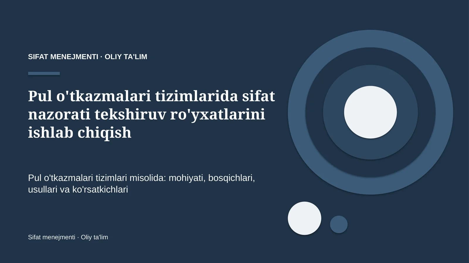 pul o'tkazmalari tizimlarida sifat nazorati tekshiruv ro'yxatlarini ishlab chiqish 7088