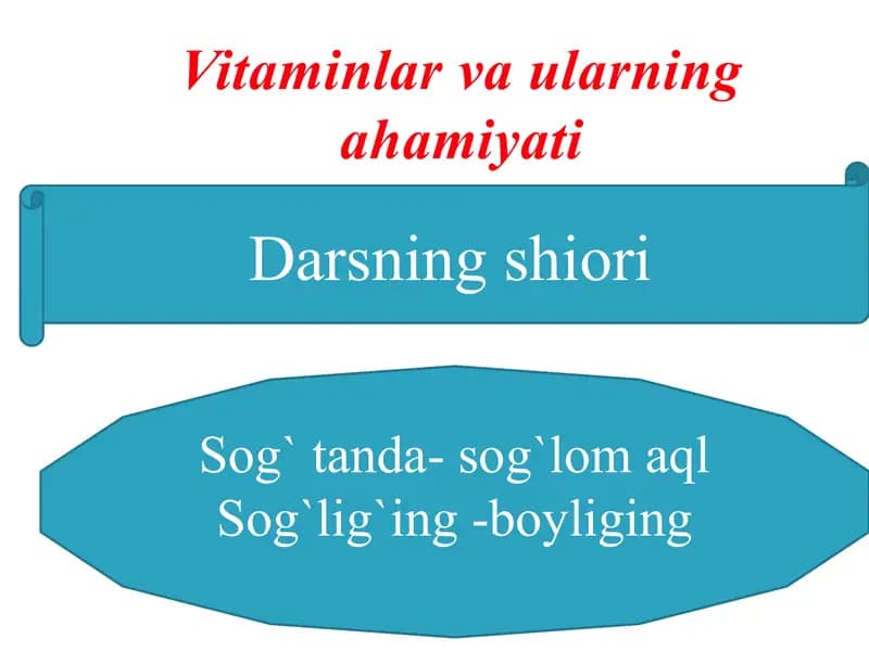 Vitaminlar va ularning ahamiyati