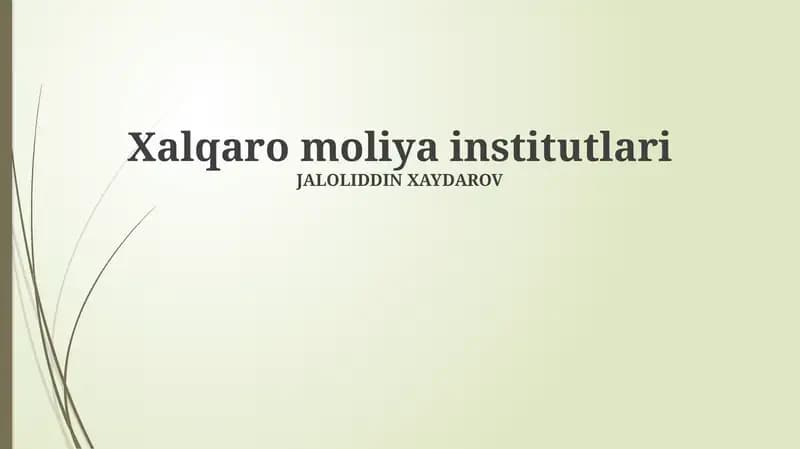 Xalqaro moliya institutlari