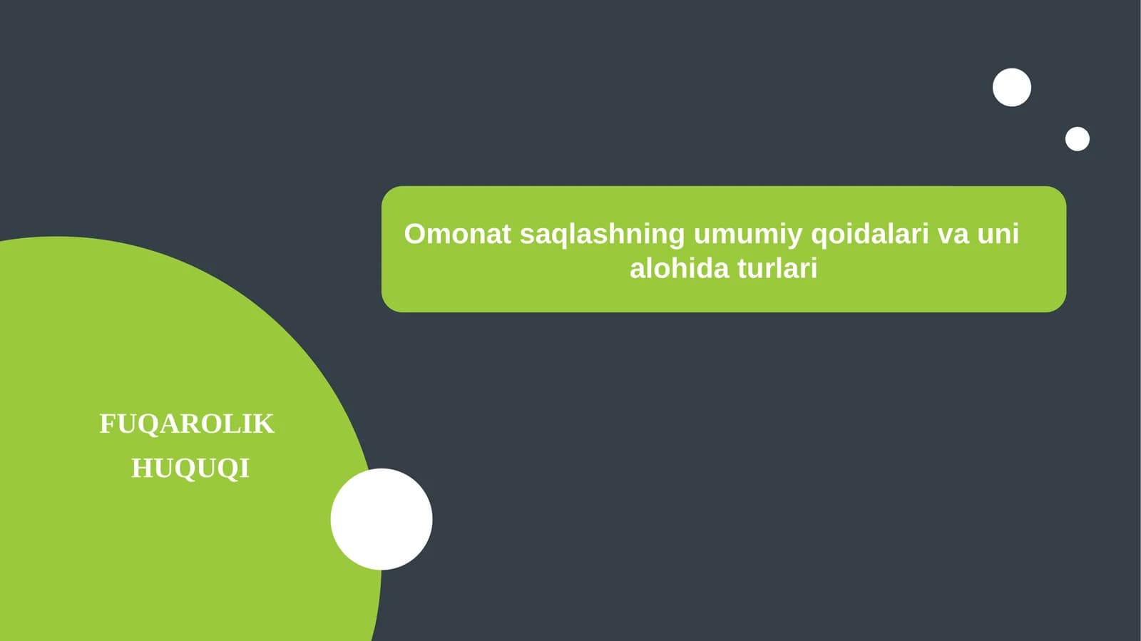 Omonat saqlashning umumiy qoidalari va uni alohida turlari