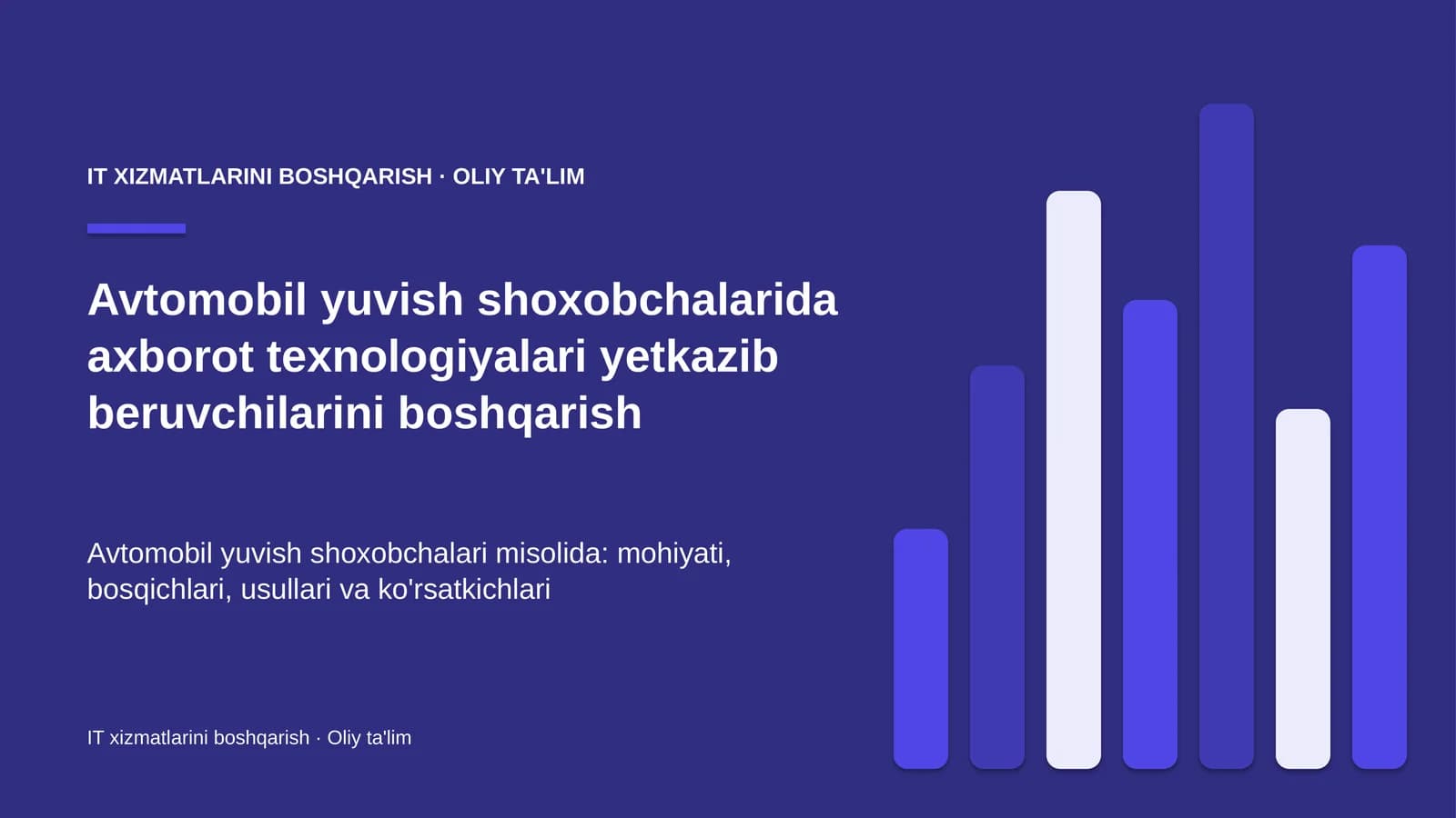 IT XIZMATLARINI BOSHQARISH · OLIY TA'LIM