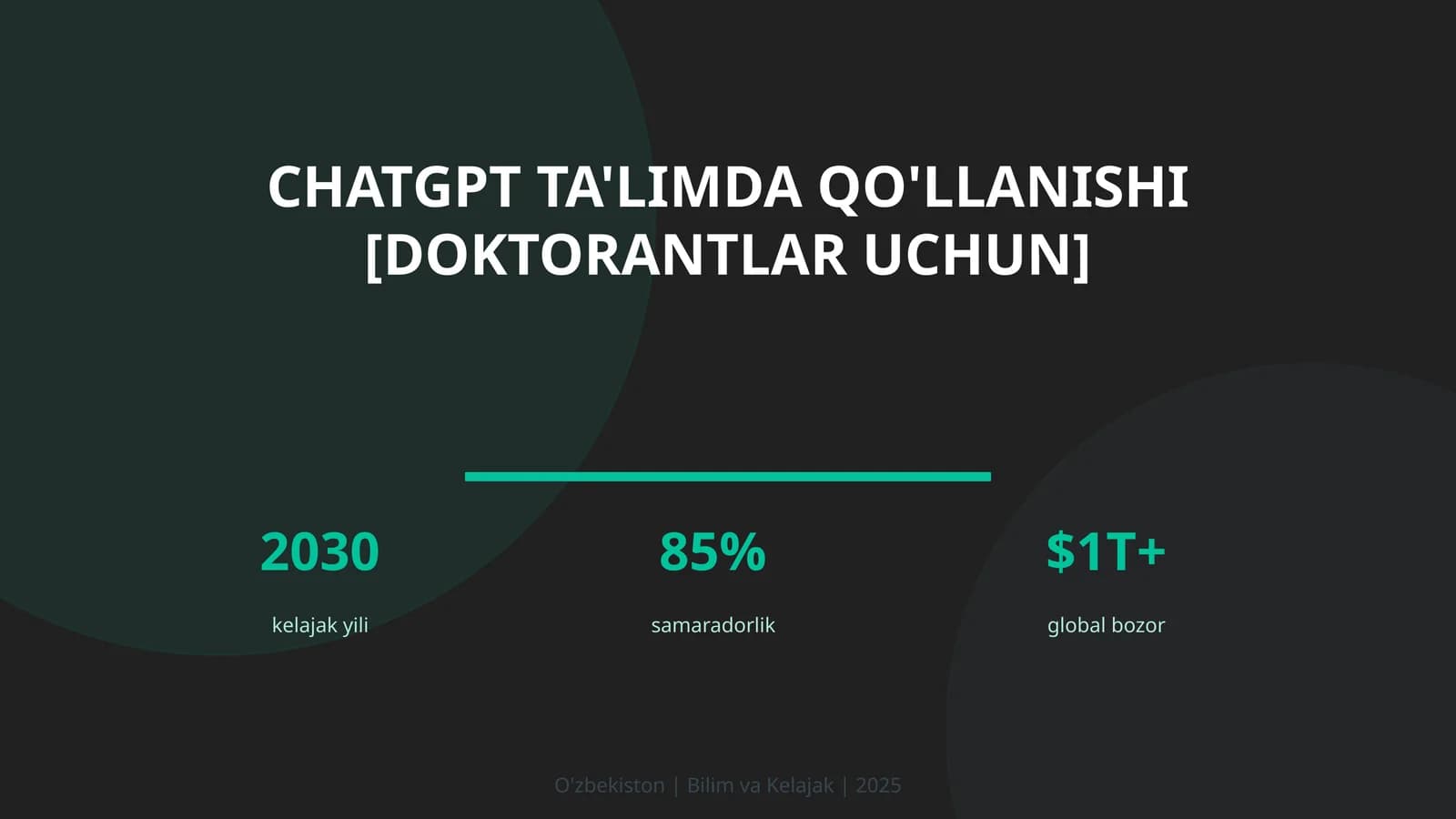 ChatGPT TA'LIMDA QO'LLANISHI [DOKTORANTLAR UCHUN]