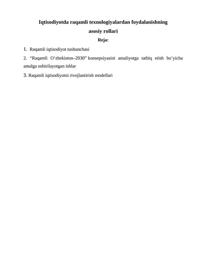 Raqamli iqtisodiyot