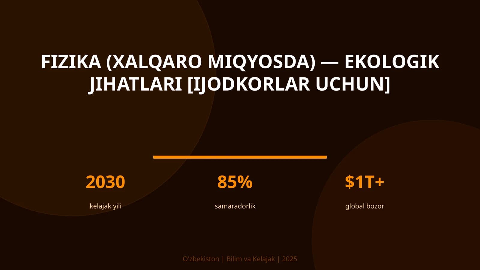 FIZIKA (XALQARO MIQYOSDA) — EKOLOGIK JIHATLARI [IJODKORLAR UCHUN]