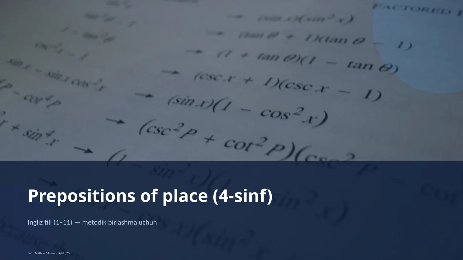 Prepositions of place (4-sinf)