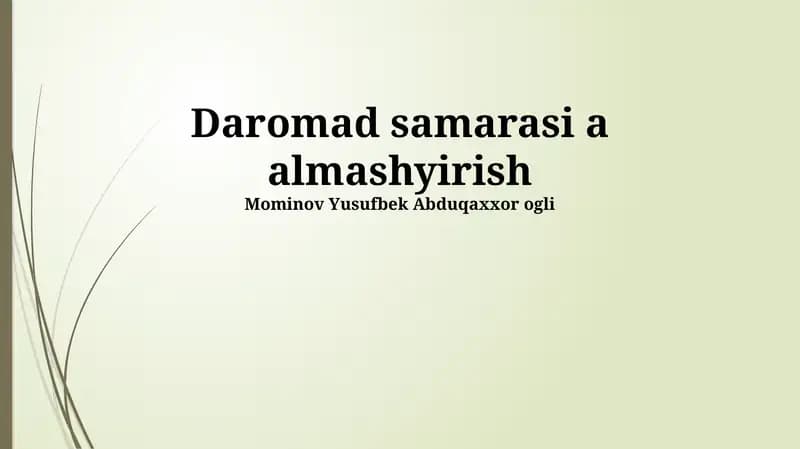 Daromadlar Balansi Tuzish