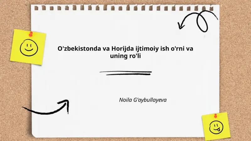 O'zbekistonda va Horijda ijtimoiy ish o'rni va uning ro'li
