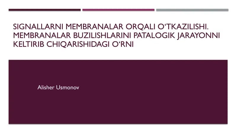 Signallarni membranalar orqali o‘tkazilishi