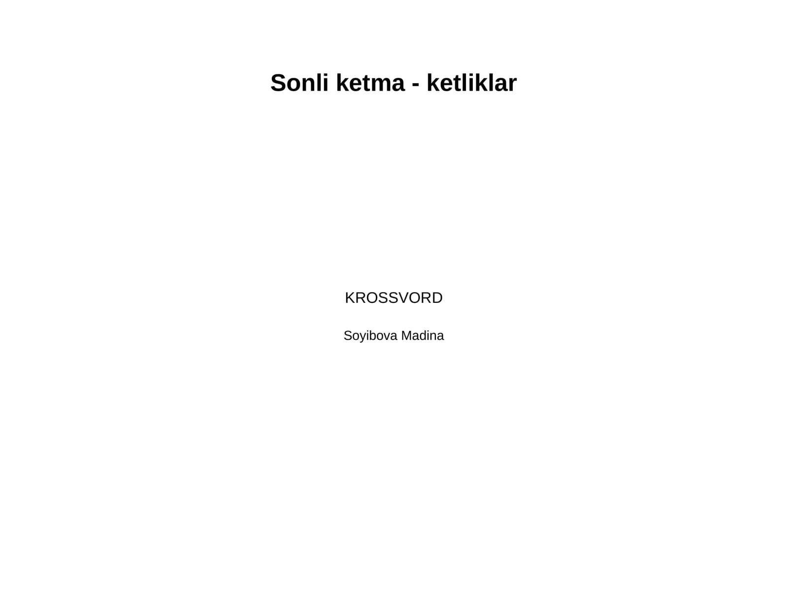 Sonli ketma - ketliklar