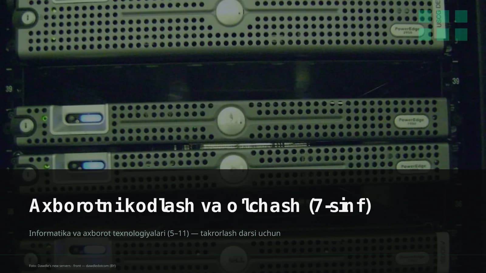 Axborotni kodlash va o'lchash (7-sinf)