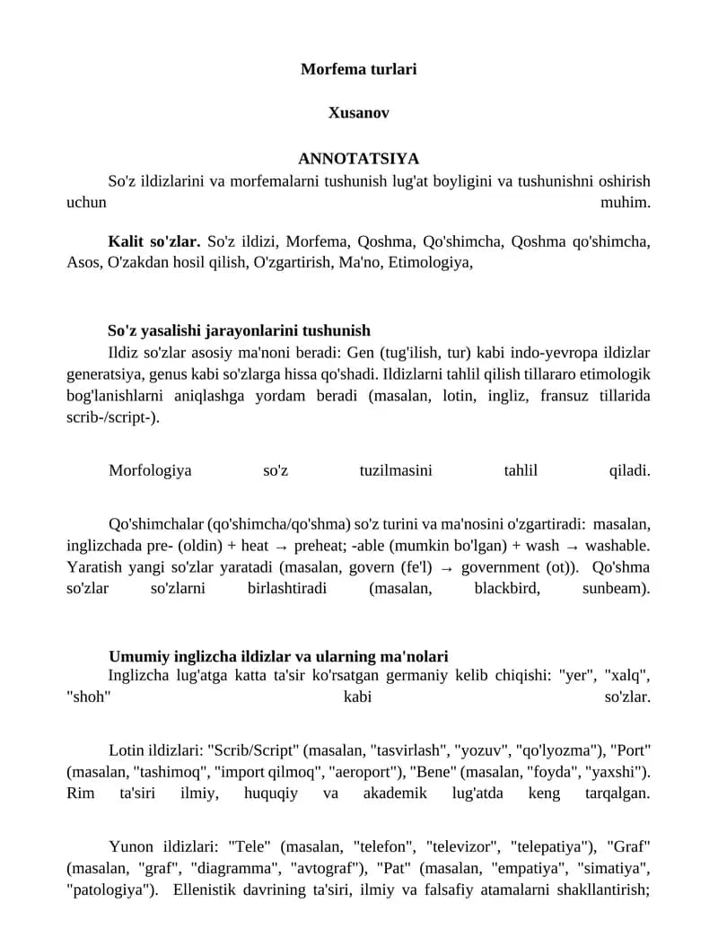 Morfema turlari