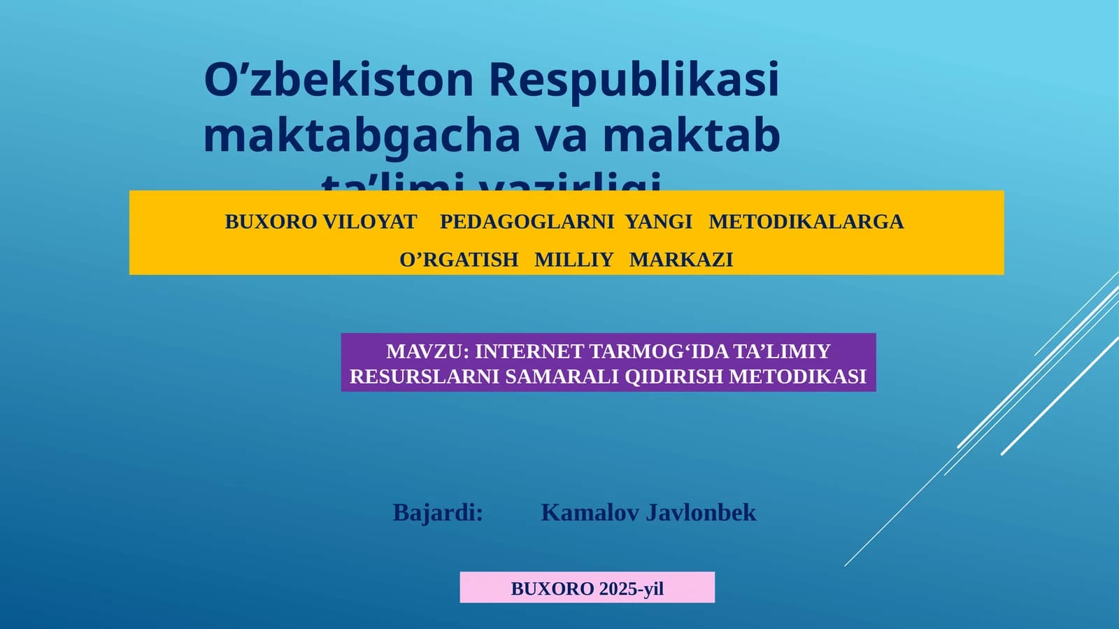 INTERNETTARMOGʻIDATA’LIMIY RESURSLARNI SAMARALI QIDIRISH METODIKASI