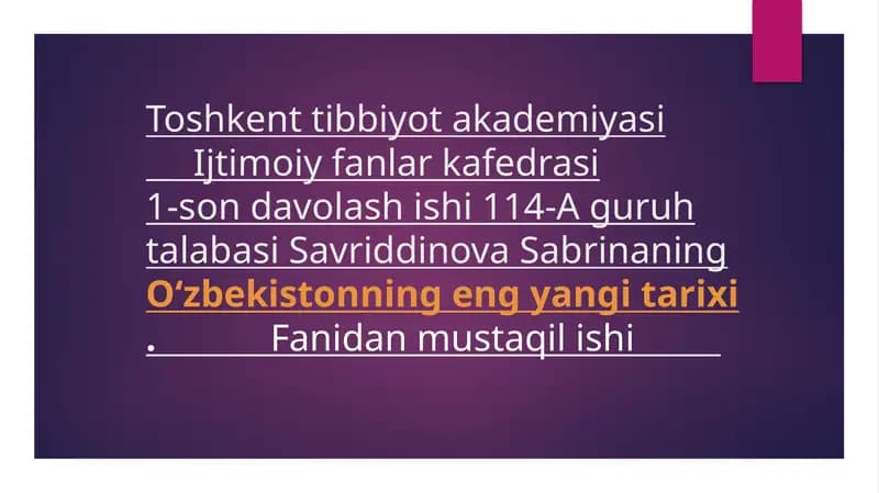 Oʻzbekistonning eng yangi tarixi