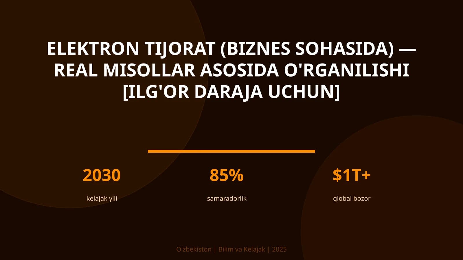 Elektron tijorat (biznes sohasida) — real misollar asosida o'rganilishi [ilg'or daraja uchun]
