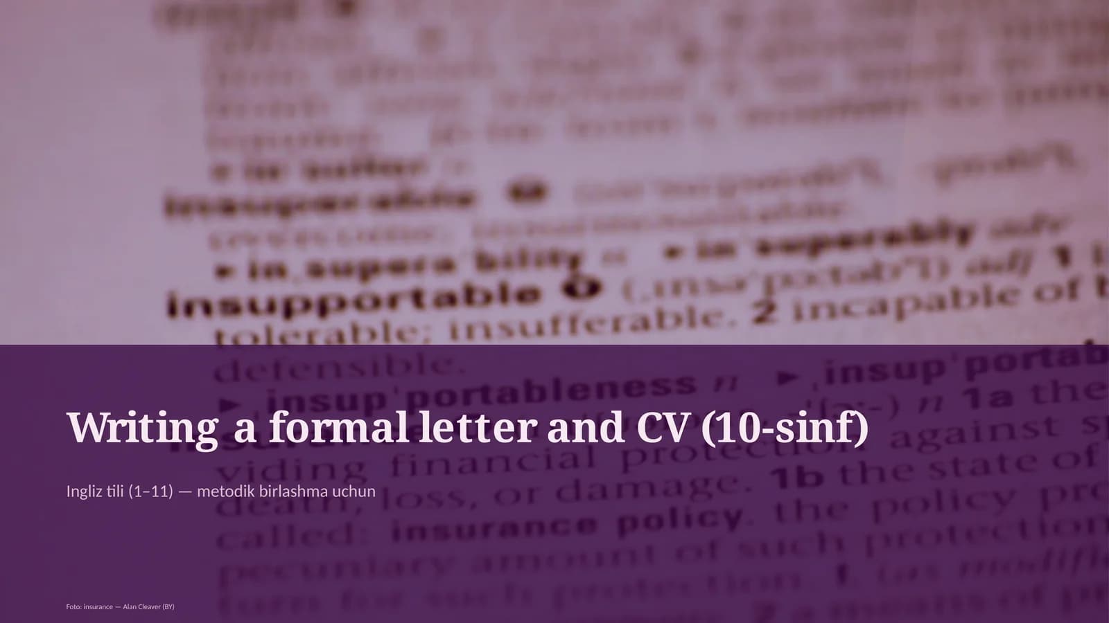Writing a formal letter and CV (10-sinf)