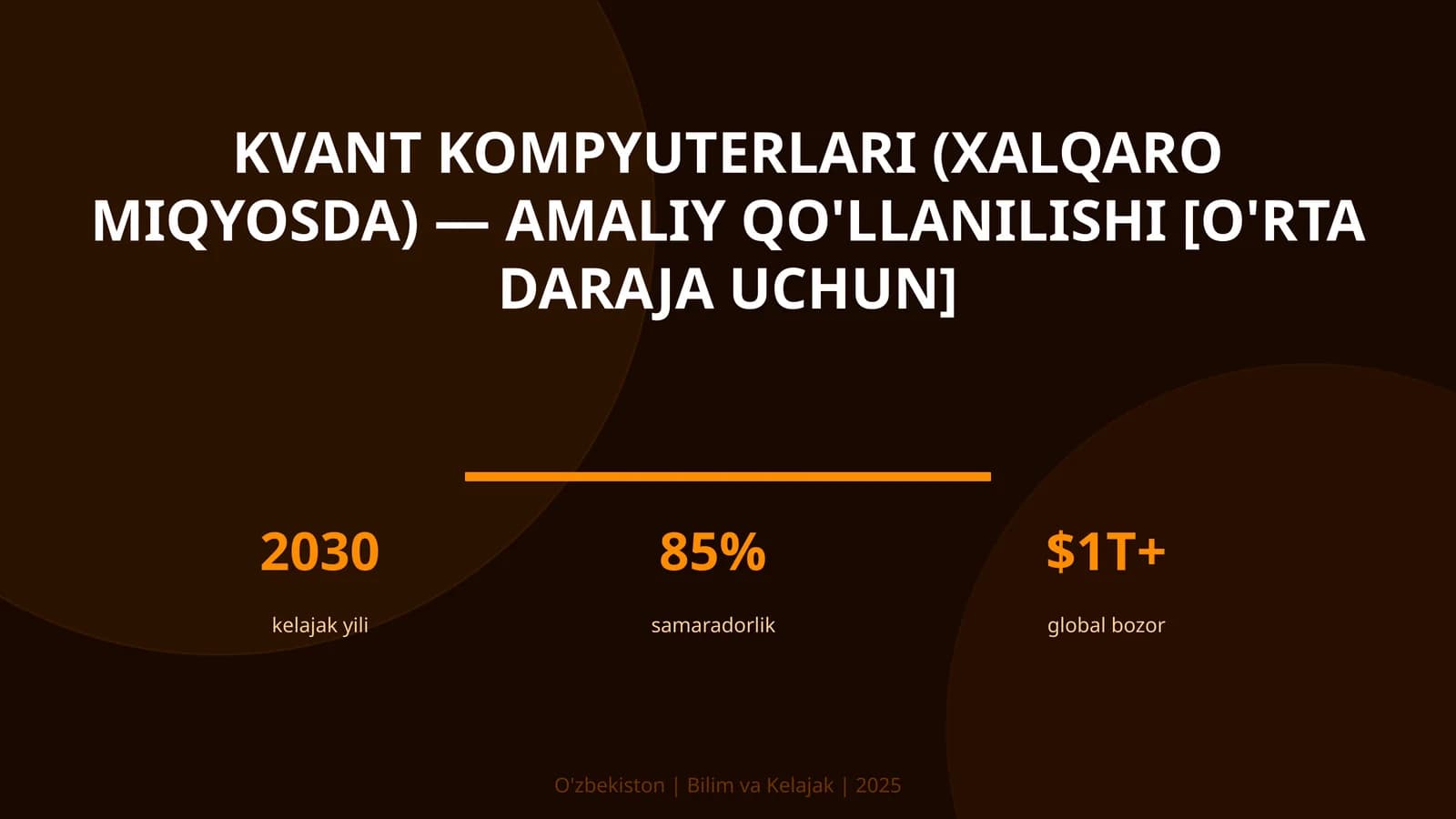 Kvant kompyuterlari (xalqaro miqyosda) — amaliy qo'llanilishi [o'rta daraja uchun]