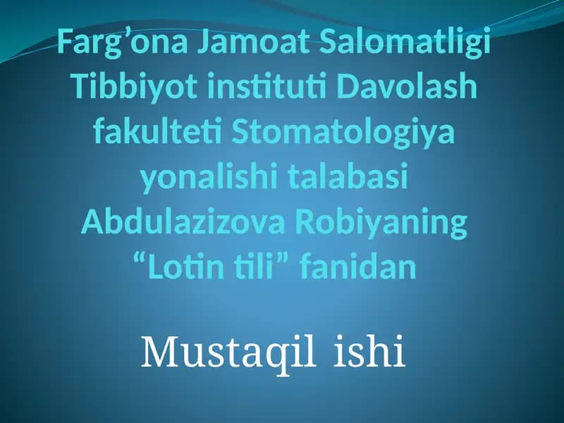 Stomatologiyayonalishitalabasi